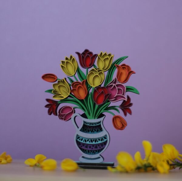 Vase de tulipes en relief fête des mères
