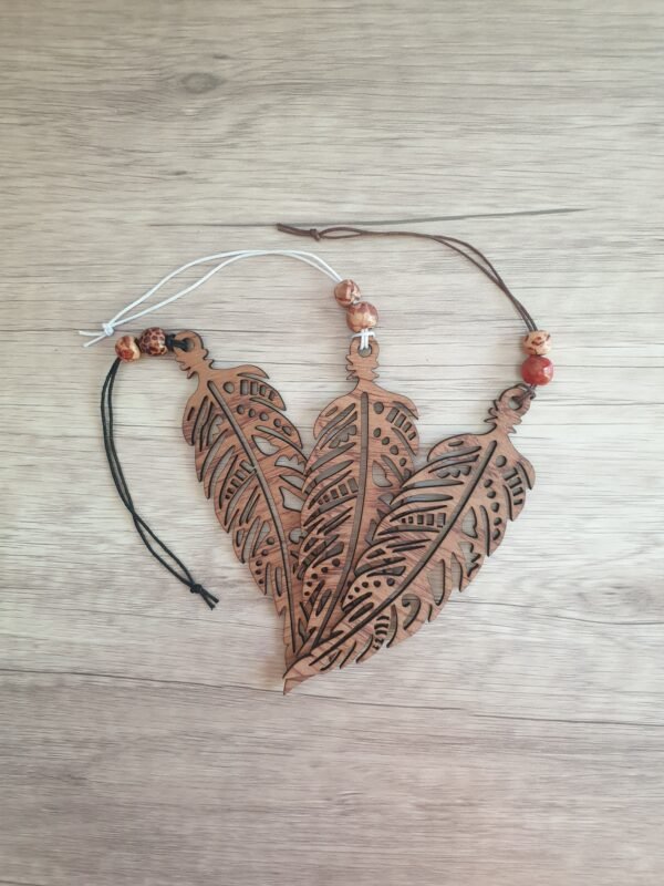 suspension plume en bois de bubinga